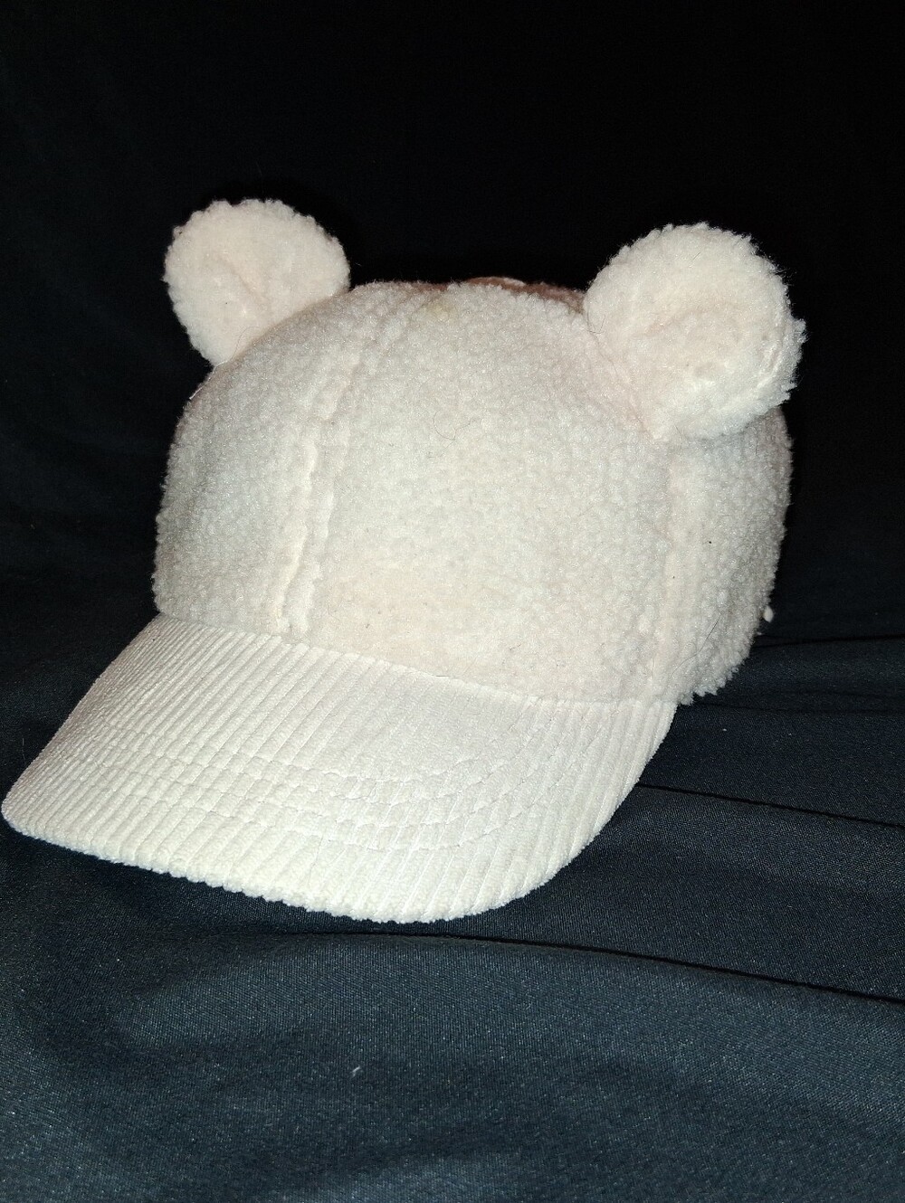 Kids Teddy Ear Baseball Cap - Cream